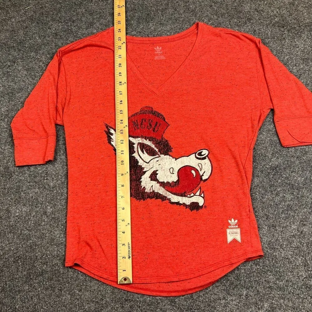 Adidas North‎ Carolina State University Wolfpack T Shirt Womens Small V-Neck Tee